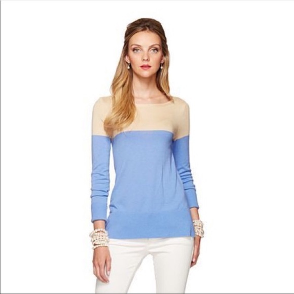 Lilly Pulitzer Sweaters - Lilly Pulitzer blue tan color block Debra sweater